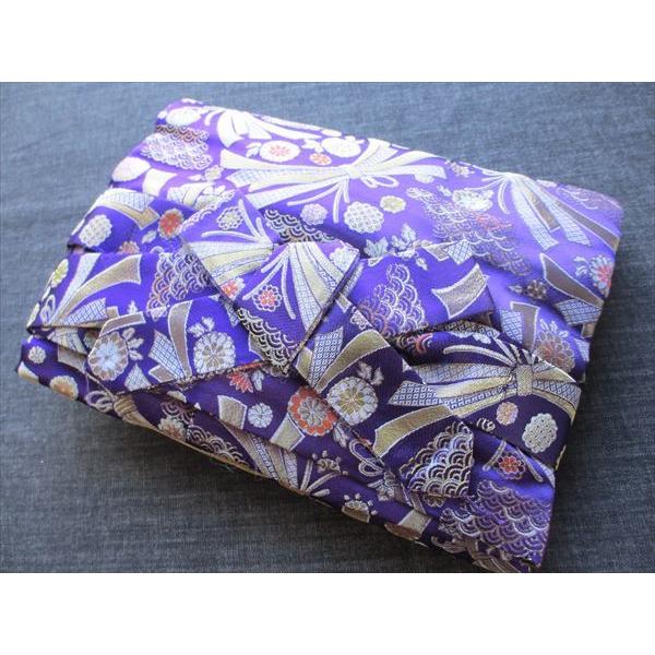 13絃用 琴袋(丸袋) 紫系　柄物 13絃用 お箏/お琴ケース 琴袋(丸袋) 金襴七丁 10 熨斗柄 紫系