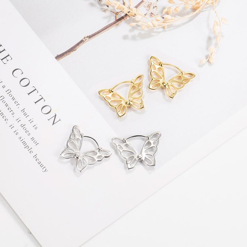 フープピアス 18K シルバー925 金属アレルギー対応 レディース 蝶々 バタフライ ちょうちょう 透かし プレゼント 仕事 |  | 14