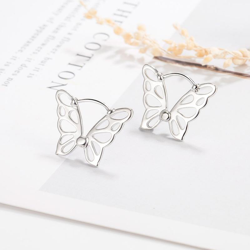 フープピアス 18K シルバー925 金属アレルギー対応 レディース 蝶々 バタフライ ちょうちょう 透かし プレゼント 仕事 |  | 01