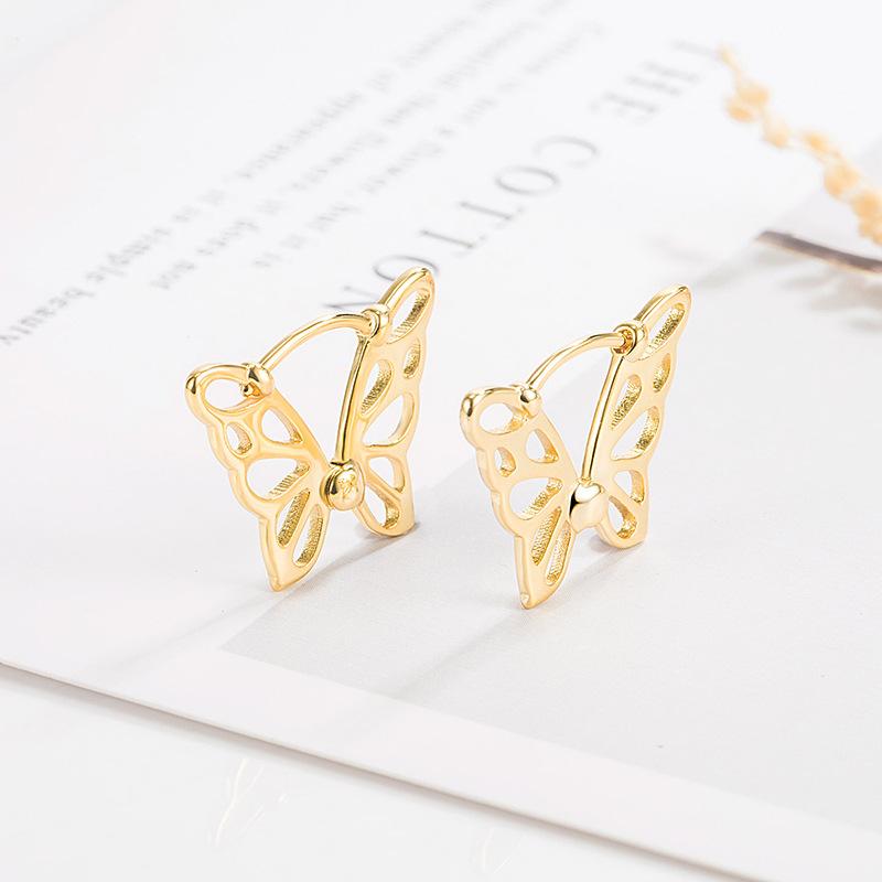 フープピアス 18K シルバー925 金属アレルギー対応 レディース 蝶々 バタフライ ちょうちょう 透かし プレゼント 仕事 |  | 02