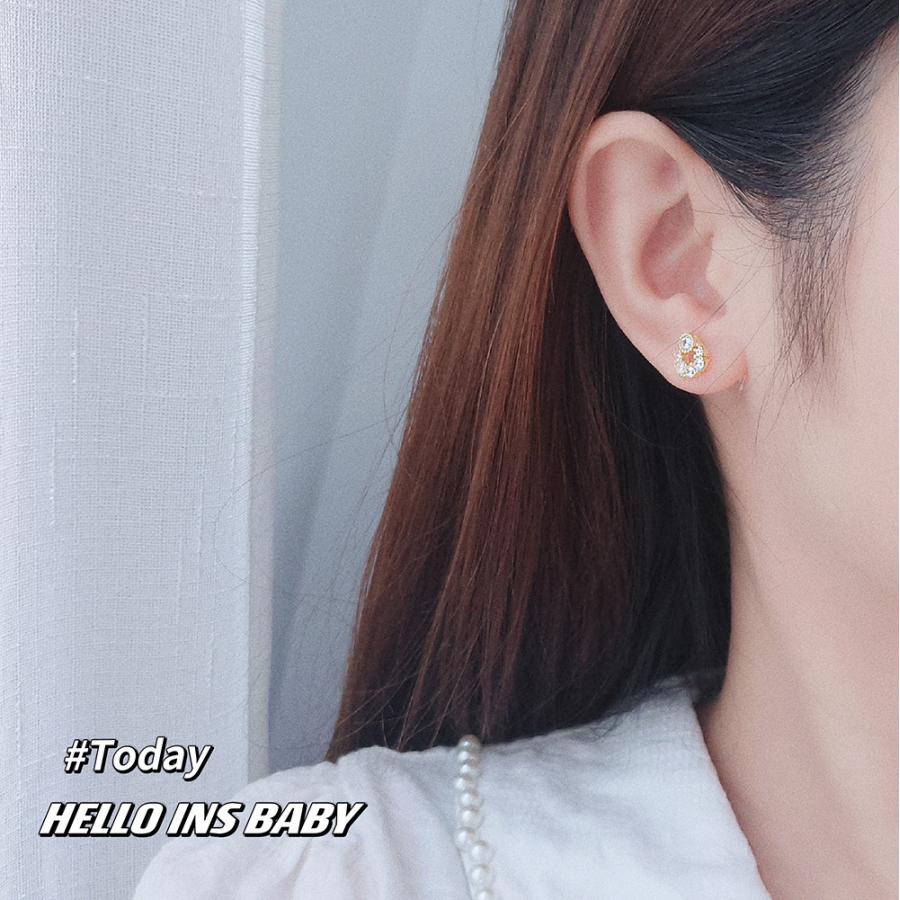 ピアス レディース 小さめ 18K アレルギー対応 ゴールド CZダイヤモンド 月 ムーン 三日月 透かし 仕事 プレゼント |  | 04