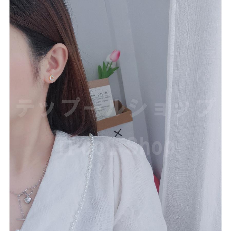 ピアス レディース 小さめ 18K アレルギー対応 ゴールド CZダイヤモンド 月 ムーン 三日月 透かし 仕事 プレゼント |  | 07