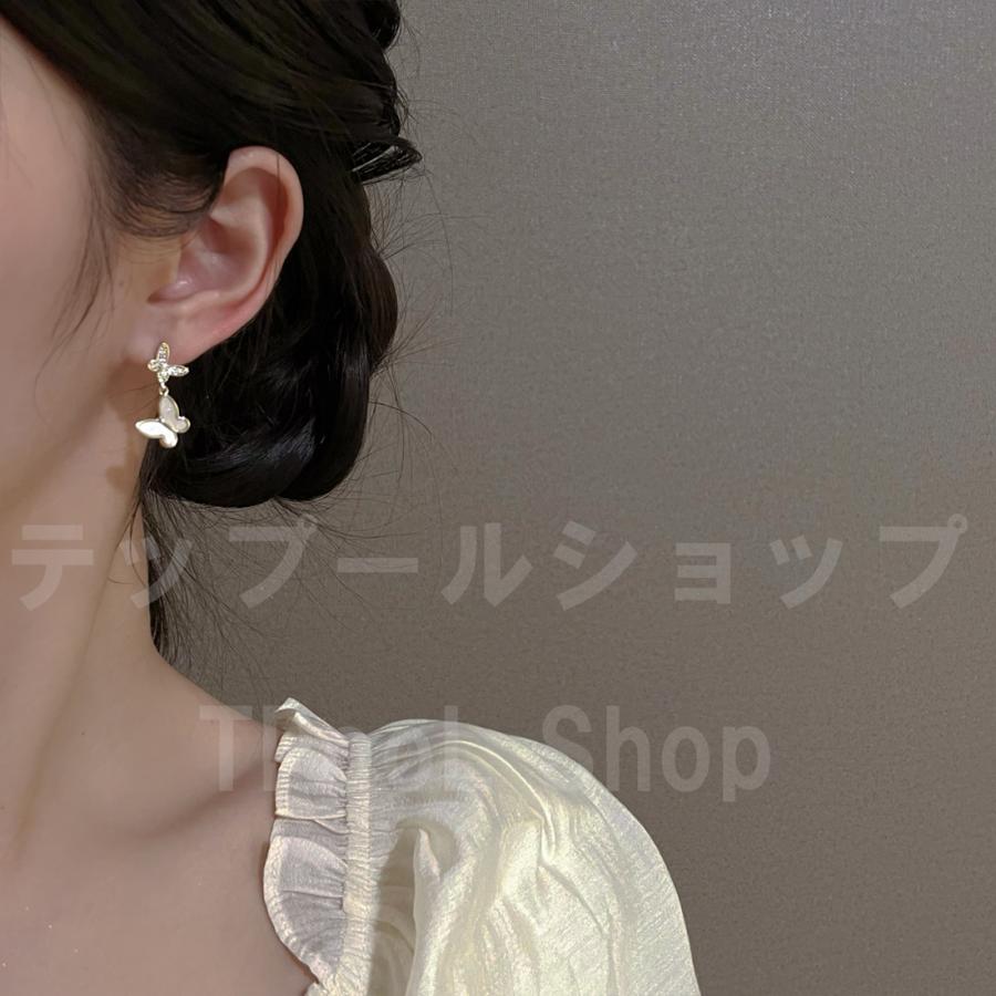 ピアス レディース 小さめ 18K ゴールド シルバー925 金属アレルギー対応 蝶々 バタフライ 揺れる CZダイヤモンド 仕事 プレゼント |  | 14