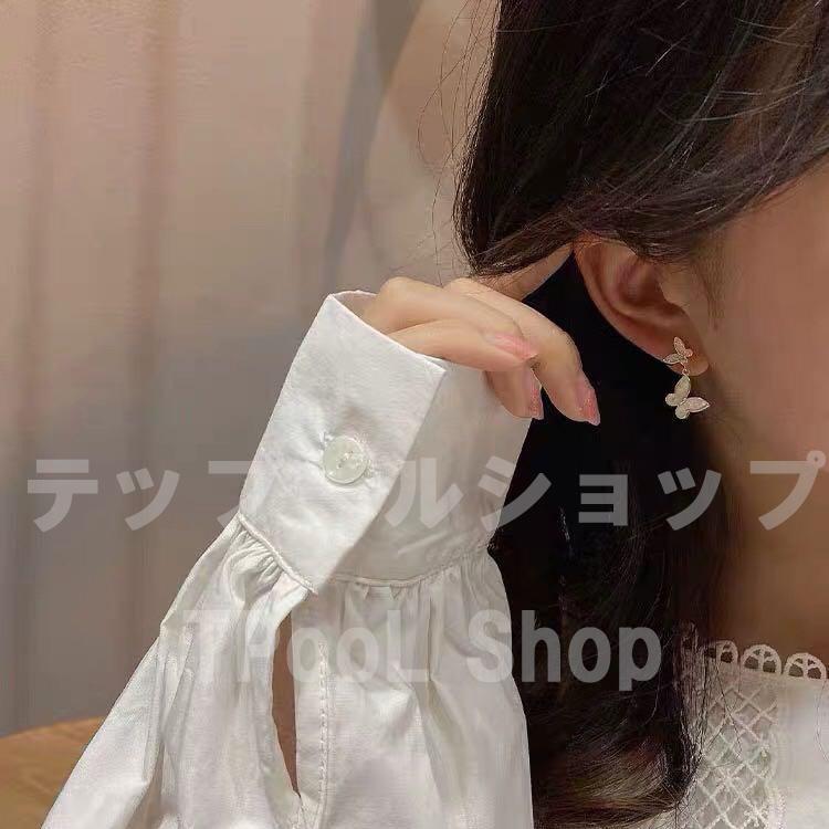 ピアス レディース 小さめ 18K ゴールド シルバー925 金属アレルギー対応 蝶々 バタフライ 揺れる CZダイヤモンド 仕事 プレゼント |  | 04