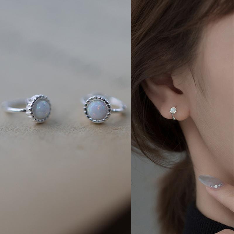 ピアス フープ 18k 小さめ アレルギー対応 オパール 1粒 一粒 仕事 プレゼント | 