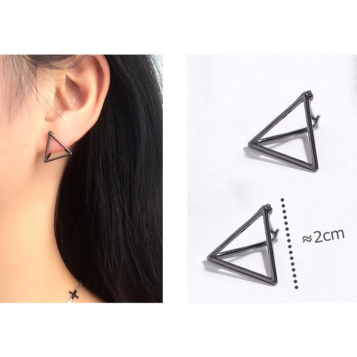 ピアス レディース アレルギー対応 フープピアス ブラック 三角 トライアングル 透かし 立体 キャッチレス 個性 両耳用 仕事 プレゼント |  | 01