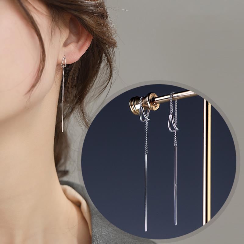 ピアス レディース 金属アレルギー対応 シルバー925 チェーン 2WAY 揺れる ロングピアス 韓国 ファッション かわいい おしゃれ 上品 プレゼント 仕事 | 