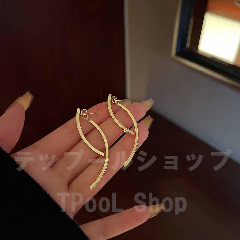 ピアス レディース 大きめ 金属アレルギー対応 メタル カーブ バックキャッチ シルバー925 ゴールド シンプル 仕事 プレゼント |  | 02