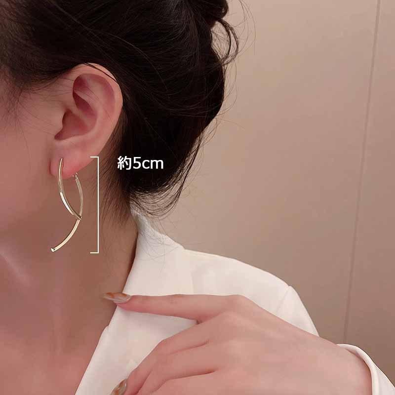 ピアス レディース 大きめ 金属アレルギー対応 メタル カーブ バックキャッチ シルバー925 ゴールド シンプル 仕事 プレゼント |  | 08