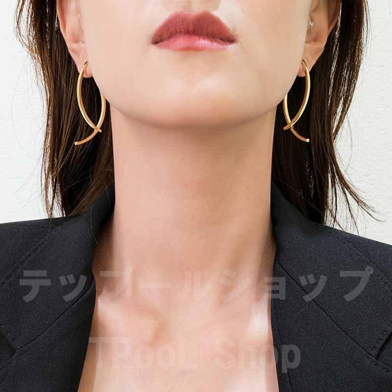 ピアス レディース 大きめ 金属アレルギー対応 メタル カーブ バックキャッチ シルバー925 ゴールド シンプル 仕事 プレゼント |  | 11