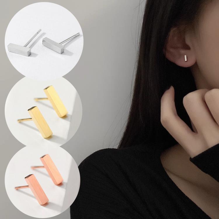 ピアス 18K 金属アレルギー対応 サージカルステンレス 小さめ Bar ストレート シルバー ゴールド ピンクゴールド シンプル 仕事 プレゼント オフィス | 