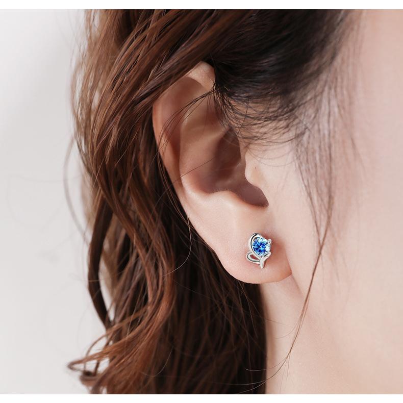 ピアス レディース 金属アレルギー対応 小さめ シルバー925 キュービックジルコニア ブルー ハート 仕事 プレゼント |  | 03