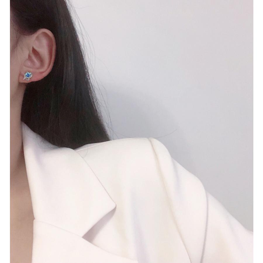 ピアス レディース 金属アレルギー対応 小さめ シルバー925 キュービックジルコニア ブルー ハート 仕事 プレゼント |  | 06