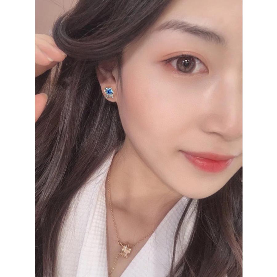 ピアス レディース 金属アレルギー対応 小さめ シルバー925 キュービックジルコニア ブルー ハート 仕事 プレゼント |  | 07