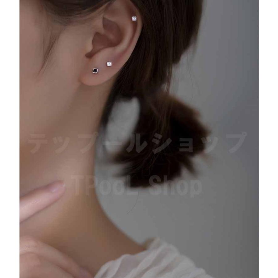 ピアス レディース 小さめ 18K 金属アレルギー対応 スクエア シルバー925 ゴールド グリーン ブラック おしゃれ 仕事 プレゼント オフィス |  | 16