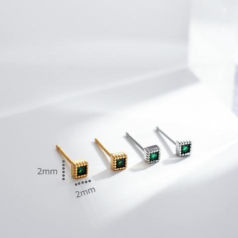 ピアス レディース 小さめ 18K 金属アレルギー対応 スクエア シルバー925 ゴールド グリーン ブラック おしゃれ 仕事 プレゼント オフィス |  | 19