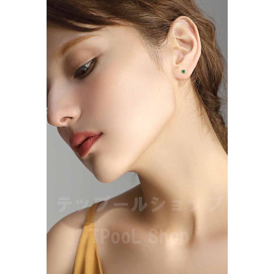 ピアス レディース 小さめ 18K 金属アレルギー対応 スクエア シルバー925 ゴールド グリーン ブラック おしゃれ 仕事 プレゼント オフィス |  | 08