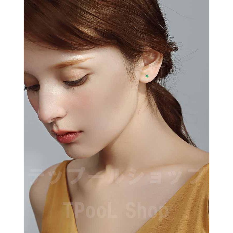 ピアス レディース 小さめ 18K 金属アレルギー対応 スクエア シルバー925 ゴールド グリーン ブラック おしゃれ 仕事 プレゼント オフィス |  | 09