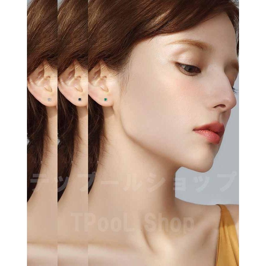 ピアス レディース 小さめ 18K 金属アレルギー対応 スクエア シルバー925 ゴールド グリーン ブラック おしゃれ 仕事 プレゼント オフィス |  | 10