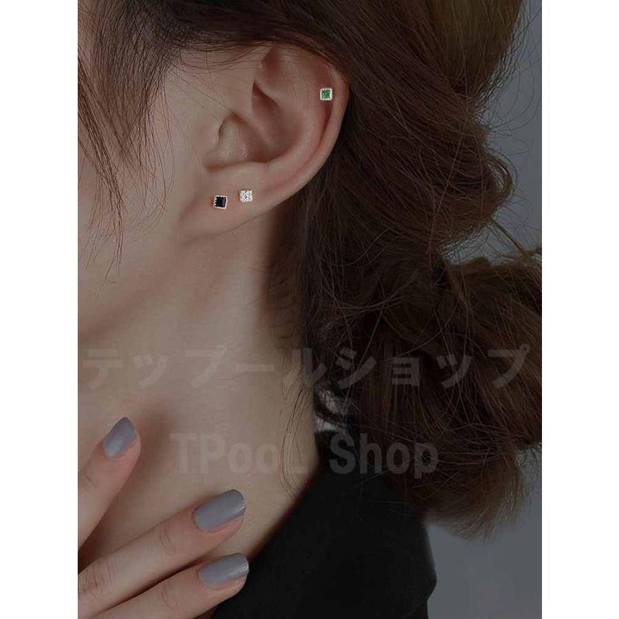 ピアス レディース 小さめ 18K 金属アレルギー対応 スクエア シルバー925 ゴールド グリーン ブラック おしゃれ 仕事 プレゼント オフィス |  | 13