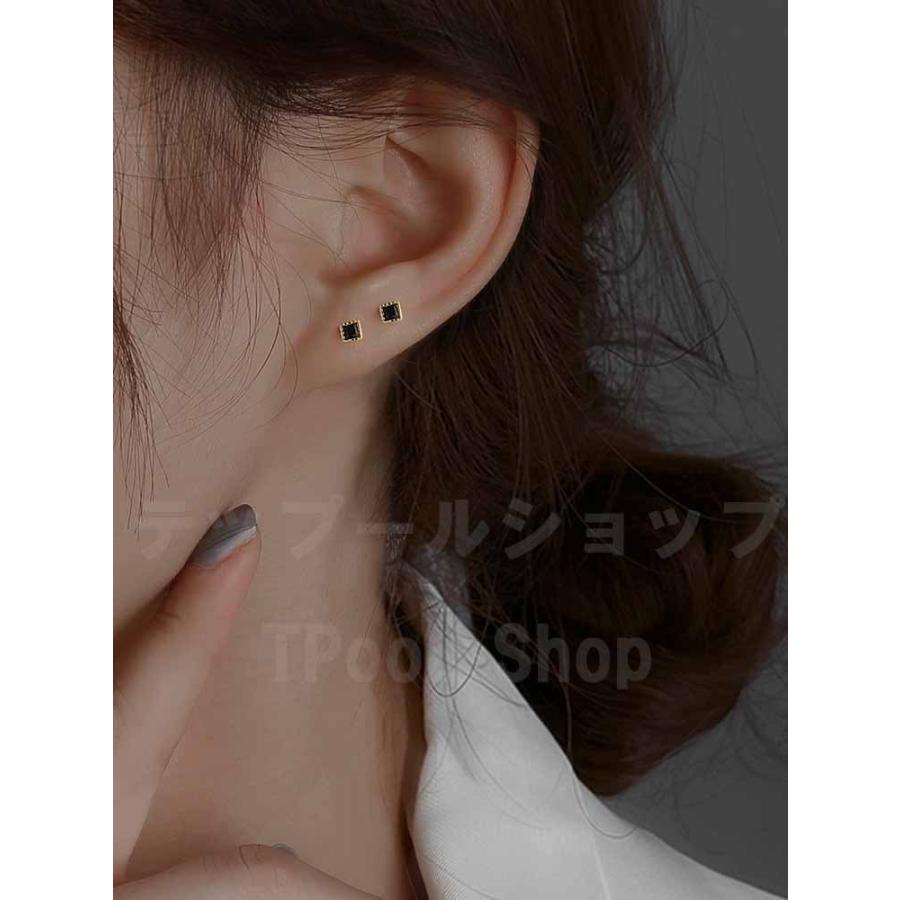 ピアス レディース 小さめ 18K 金属アレルギー対応 スクエア シルバー925 ゴールド グリーン ブラック おしゃれ 仕事 プレゼント オフィス |  | 15
