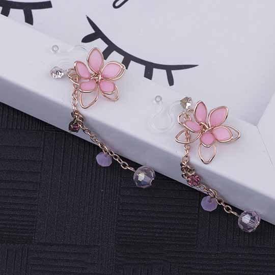 ピアス レディース 18K アレルギー対応 桜 花 揺れる イヤリング シルバー925 フラワー さくら ロング 仕事 プレゼント |  | 02