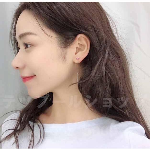ピアス レディース 18K 金属アレルギー対応 シルバー925 ハート ピンクゴールド 揺れる ロング チェーン 仕事 プレゼント |  | 11