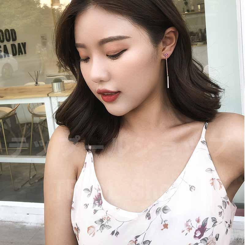 ピアス レディース 18K 金属アレルギー対応 シルバー925 ハート ピンクゴールド 揺れる ロング チェーン 仕事 プレゼント |  | 04