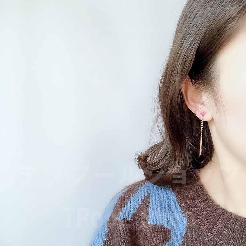 ピアス レディース 18K 金属アレルギー対応 シルバー925 ハート ピンクゴールド 揺れる ロング チェーン 仕事 プレゼント |  | 05