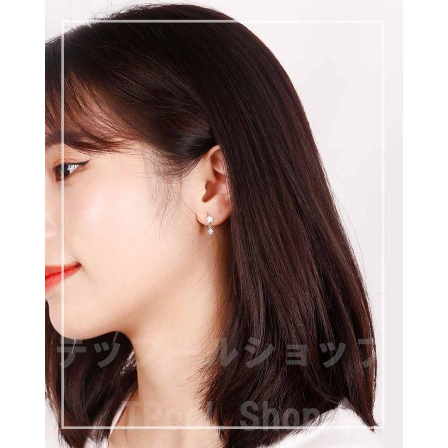 ピアス 18K レディース 金属アレルギー対応 フープピアス 18金 小さめ シルバー925 ピンクゴールド花 フラワー 揺れる 仕事 プレゼント |  | 04
