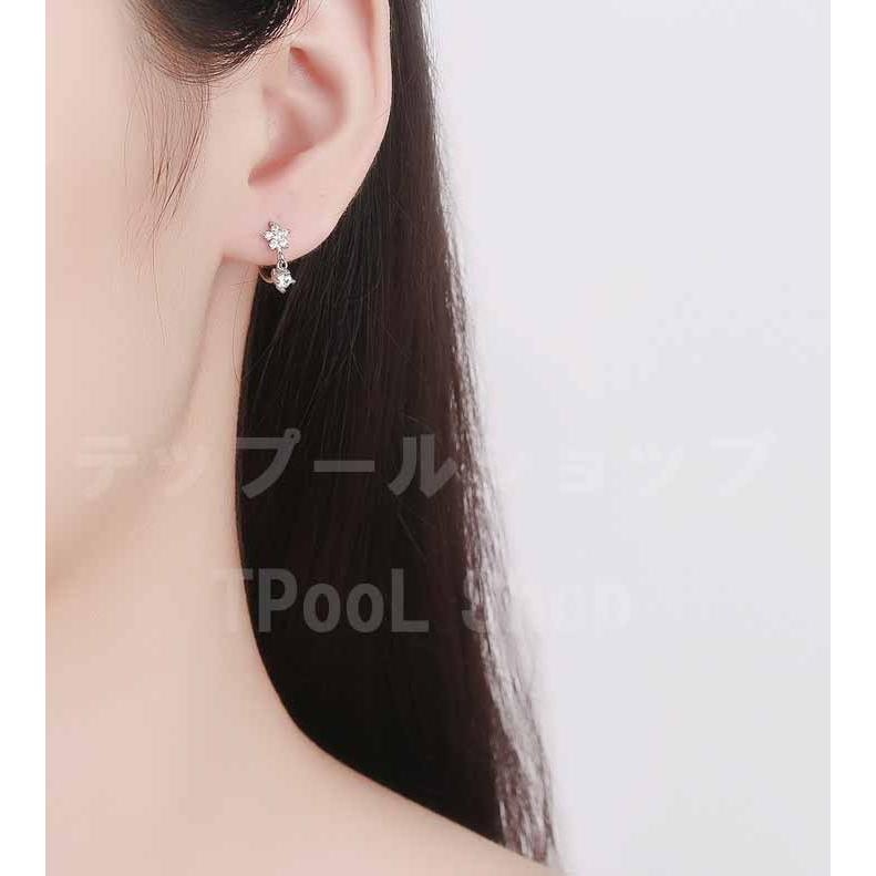 ピアス 18K レディース 金属アレルギー対応 フープピアス 18金 小さめ シルバー925 ピンクゴールド花 フラワー 揺れる 仕事 プレゼント |  | 06