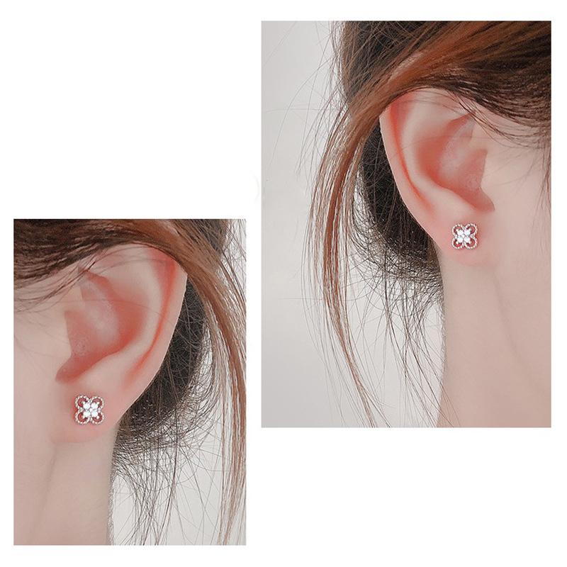 ピアス レデイーズ 18K アレルギー対応 ダイヤ クローバー 四つ葉 花 フラワー 小さめ 透かし 仕事 プレゼント |  | 03