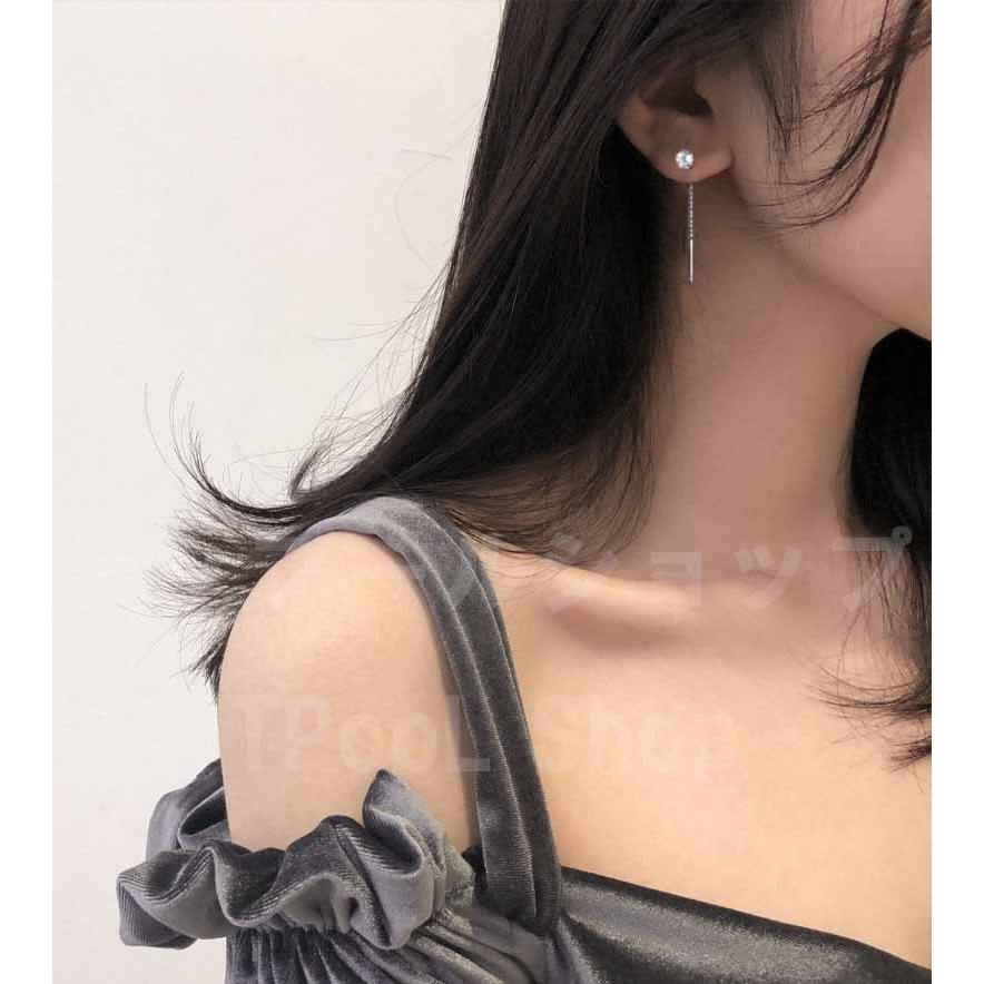 ピアス レディース 金属アレルギー対応 シルバー925 ロング チェーン 揺れる 一粒 カジュアル オシャレ 仕事 プレゼント オフィス |  | 02