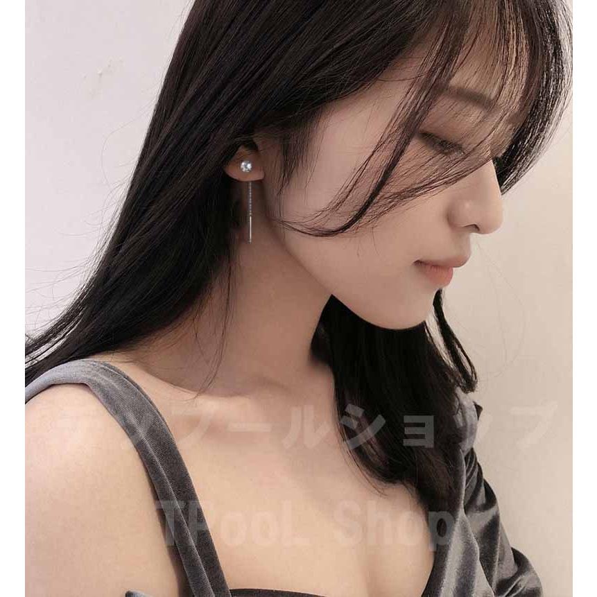 ピアス レディース 金属アレルギー対応 シルバー925 ロング チェーン 揺れる 一粒 カジュアル オシャレ 仕事 プレゼント オフィス |  | 03