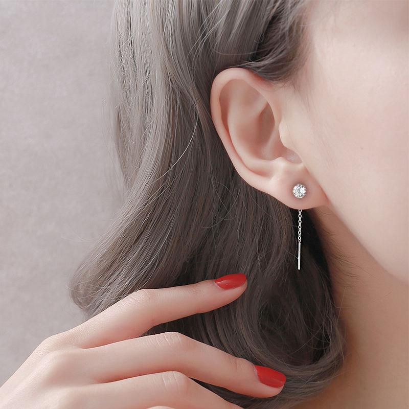 ピアス レディース 金属アレルギー対応 シルバー925 ロング チェーン 揺れる 一粒 カジュアル オシャレ 仕事 プレゼント オフィス |  | 04