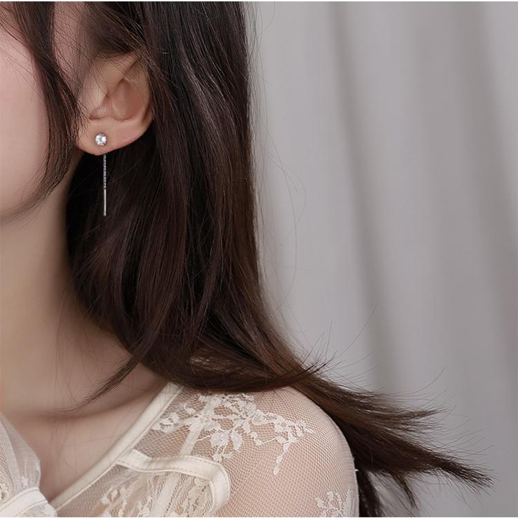 ピアス レディース 金属アレルギー対応 シルバー925 ロング チェーン 揺れる 一粒 カジュアル オシャレ 仕事 プレゼント オフィス |  | 05