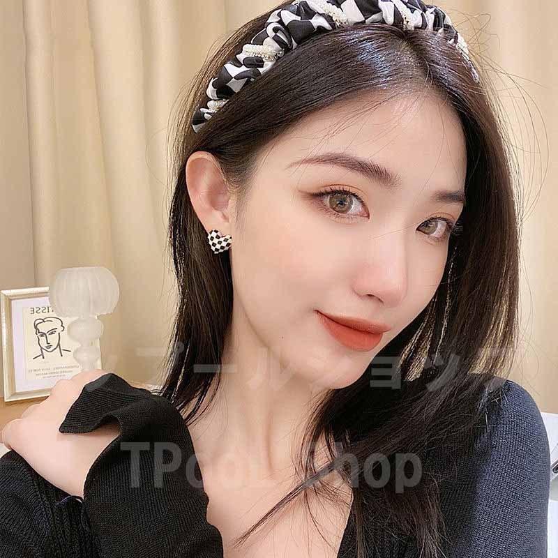 ピアス レディース 18K 金属アレルギー対応 シルバー925 ゴールド ハート 立体 モノクロ チェック 白黒 フェミニン 仕事 プレゼント |  | 05