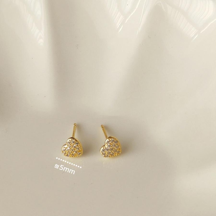 ピアス レディース 18K 金属アレルギー対応 ハート 小さめ シルバー925 ゴールド パヴェ 仕事 プレゼント オフィス |  | 09