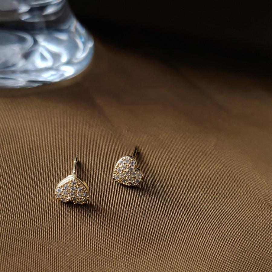 ピアス レディース 18K 金属アレルギー対応 ハート 小さめ シルバー925 ゴールド パヴェ 仕事 プレゼント オフィス |  | 07