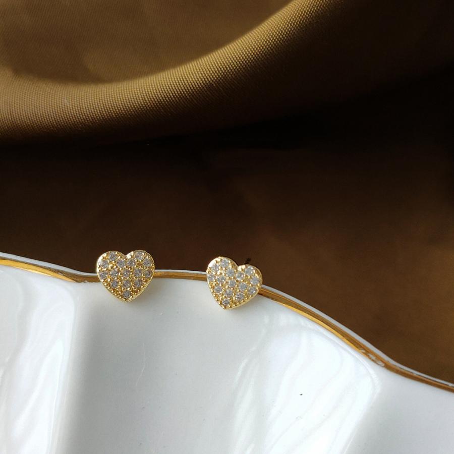 ピアス レディース 18K 金属アレルギー対応 ハート 小さめ シルバー925 ゴールド パヴェ 仕事 プレゼント オフィス |  | 08