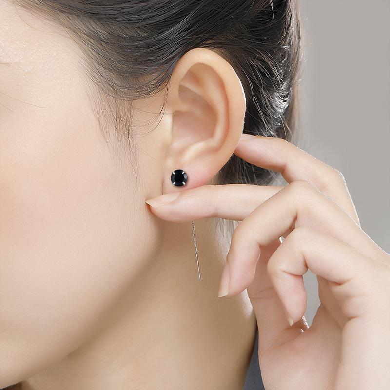 ピアス アレルギー対応 レディース 小さめ アメリカンピアス 一粒 チェーン ブラック 1粒 揺れる 仕事 プレゼント |  | 01