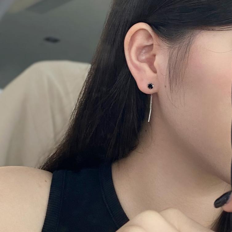 ピアス アレルギー対応 レディース 小さめ アメリカンピアス 一粒 チェーン ブラック 1粒 揺れる 仕事 プレゼント |  | 05