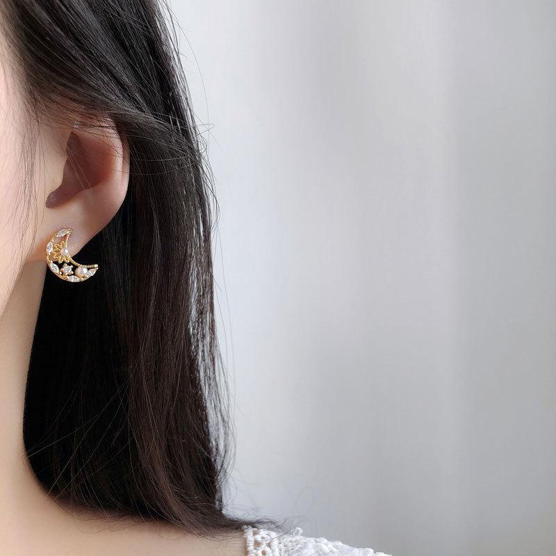 ピアス レディース 18K アレルギー対応 星 月 スター ムーン アシンメトリー パール シルバー925 ゴールド 透かし 仕事 プレゼント |  | 04