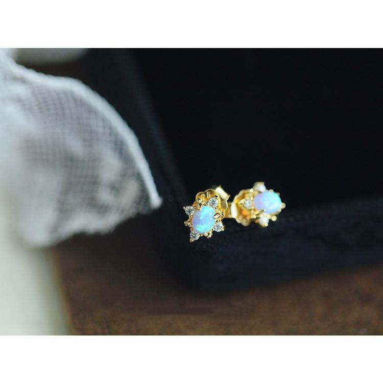 ピアス レディース 18K 金属アレルギー対応 小さめ オパール シルバー 925 パワーストーン おしゃれ オフィス 華奢 仕事 ギフト プレゼント |  | 10