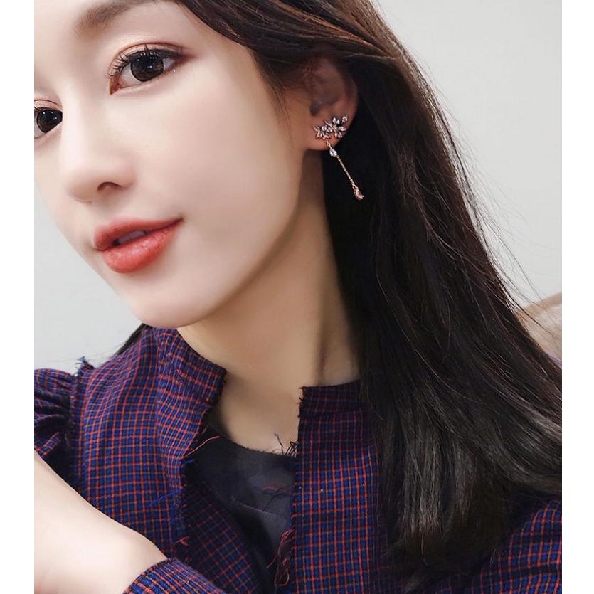 ピアス レディース 18K 金属アレルギー対応 揺れる フラワー 花 シルバー925 ピンクゴールド バックキャッチ エレガンス ロングピアス プレゼント ギフト 仕事 | SWAROVSKI | 10