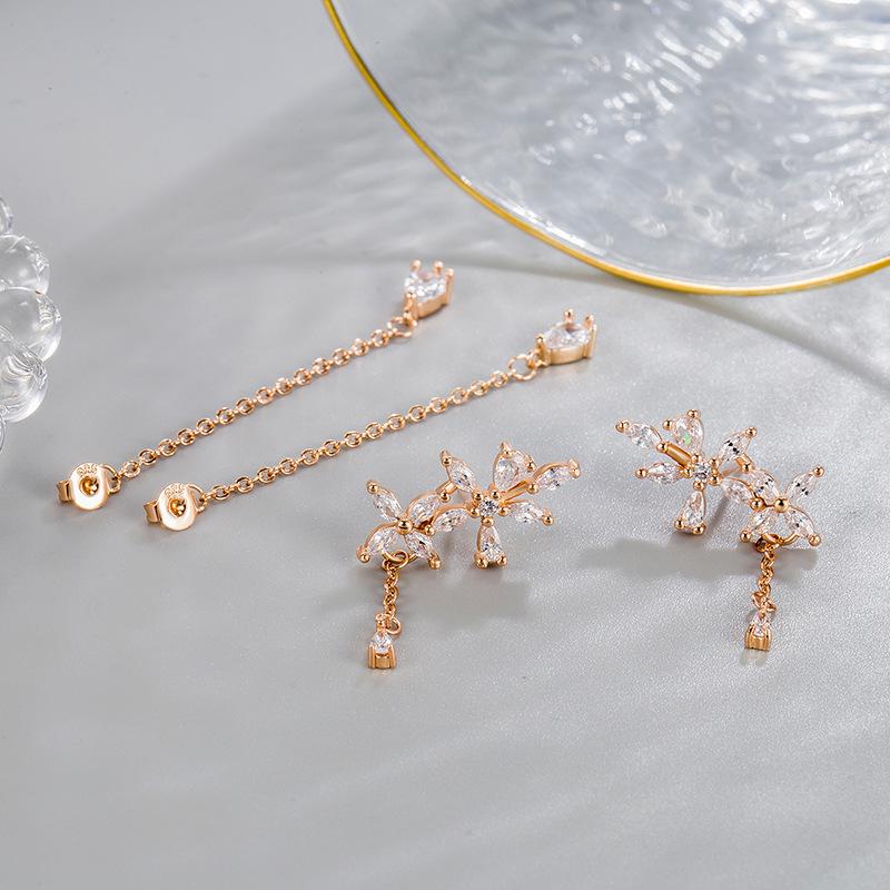 ピアス レディース 18K 金属アレルギー対応 揺れる フラワー 花 シルバー925 ピンクゴールド バックキャッチ エレガンス ロングピアス プレゼント ギフト 仕事 | SWAROVSKI | 11