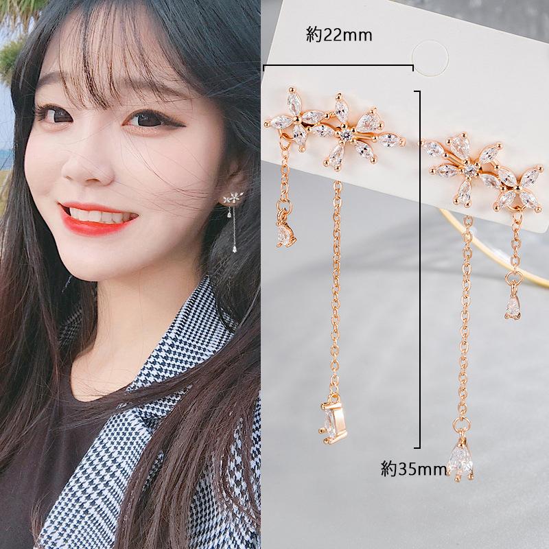 ピアス レディース 18K 金属アレルギー対応 揺れる フラワー 花 シルバー925 ピンクゴールド バックキャッチ エレガンス ロングピアス プレゼント ギフト 仕事 | SWAROVSKI | 13