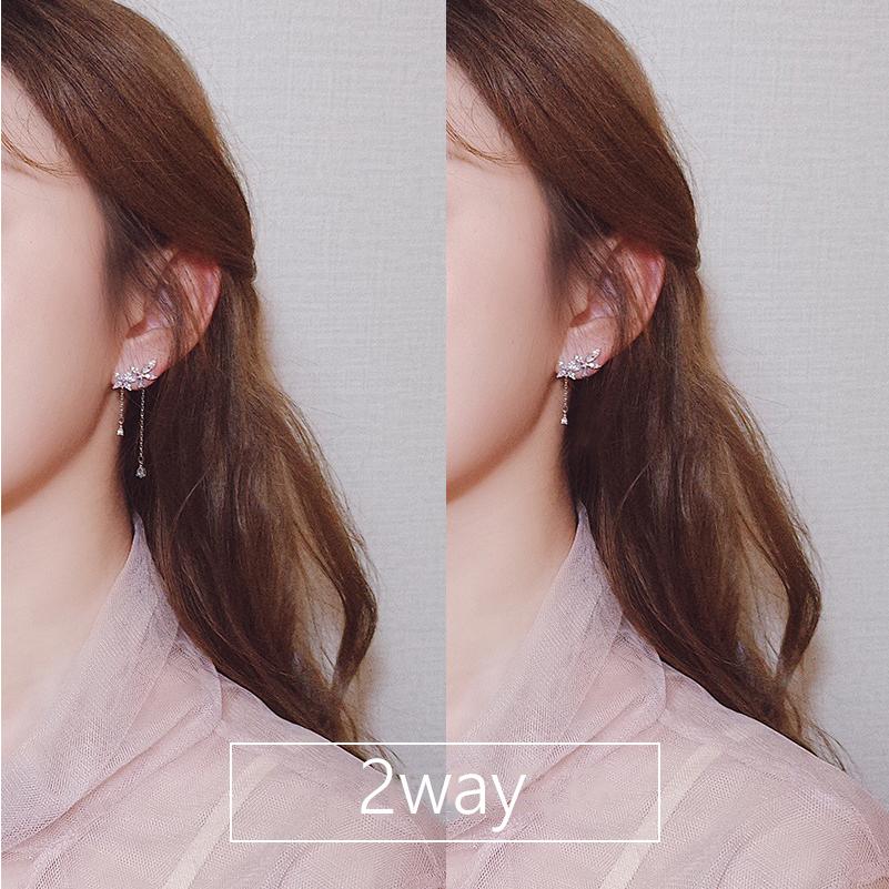 ピアス レディース 18K 金属アレルギー対応 揺れる フラワー 花 シルバー925 ピンクゴールド バックキャッチ エレガンス ロングピアス プレゼント ギフト 仕事 | SWAROVSKI | 03