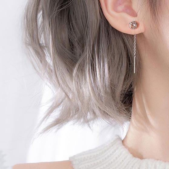 ピアス レディース 金属アレルギー対応 シルバー925 ロング チェーン 揺れる 一粒 カジュアル オシャレ 仕事 プレゼント オフィス |  | 05