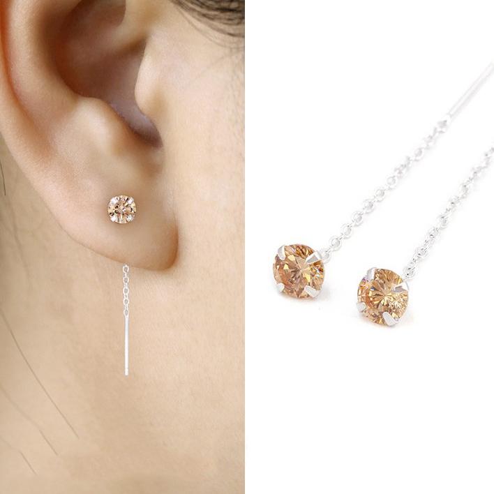 ピアス レディース 金属アレルギー対応 シルバー925 ロング チェーン 揺れる 一粒 カジュアル オシャレ 仕事 プレゼント オフィス |  | 01